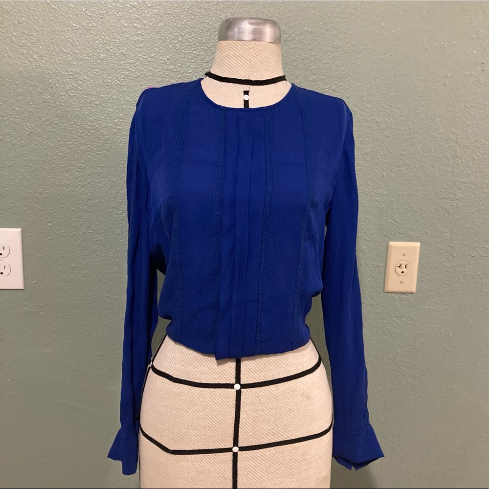 Silk J. Crew Blue Button Back Blouse.